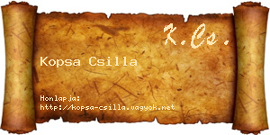 Kopsa Csilla névjegykártya